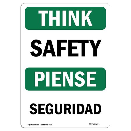 SIGNMISSION OSHA THINK Sign, Safety, 7in X 5in Decal, 5" W, 7" L, Landscape, OS-TS-D-57-L-11871 OS-TS-D-57-L-11871